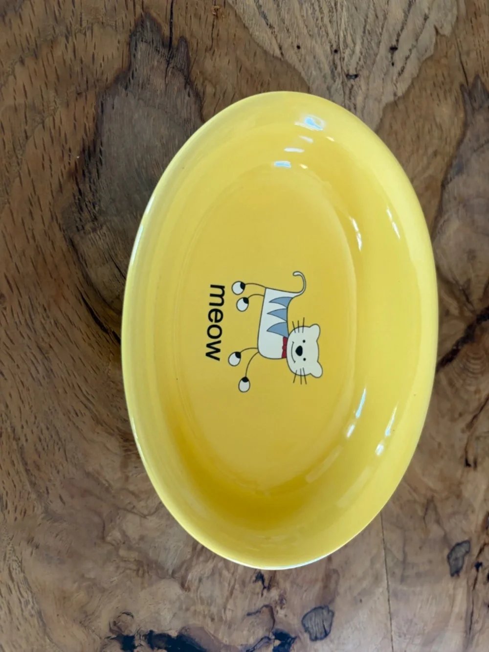 🐱 Whisker City Yellow “Meow” Cat Bowl | Sunny Y2K Kawaii Ceramic Pet Dish 💛